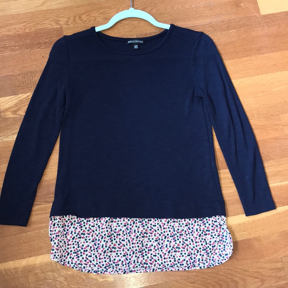 Navy top with flower detail
